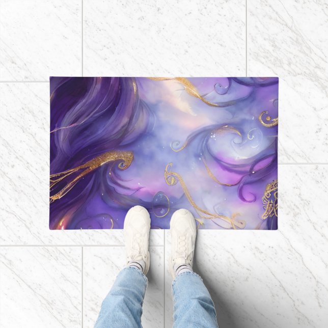 Beautiful Purple Swirling Seamless Pattern Doormat (Indoor)