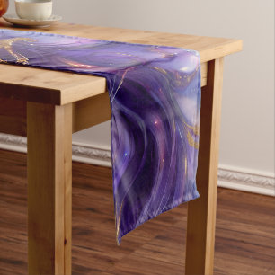 Beautiful Purple Swirling Seamless Pattern Short Table Runner