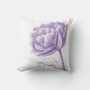 Beautiful Purple Vintage Floral Illustration Throw Pillow
