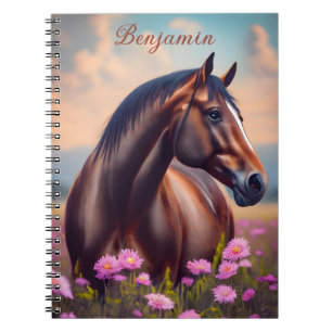 Beautiful Quarter Horse with flowers Name Notebook