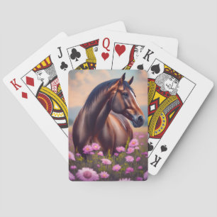 Beautiful Quarter Horse with flowers Playing Cards