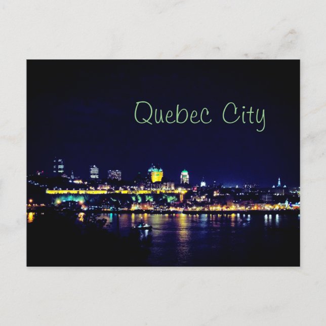 Beautiful Quebec City at Night Time Postcard (Front)