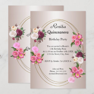 Beautiful Quinceanera Light Pink birthday party Invitation