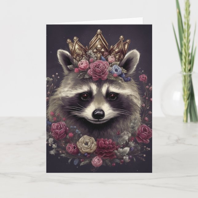 Beautiful Raccoon in a Crown all occasions Card (Front)