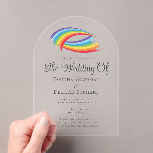 Beautiful Rainbow Abstract Wedding Acrylic Invitations