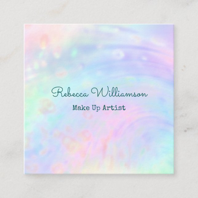 Beautiful Rainbow Aesthetic Pastel Swirl Shell Square Business Card (Front)