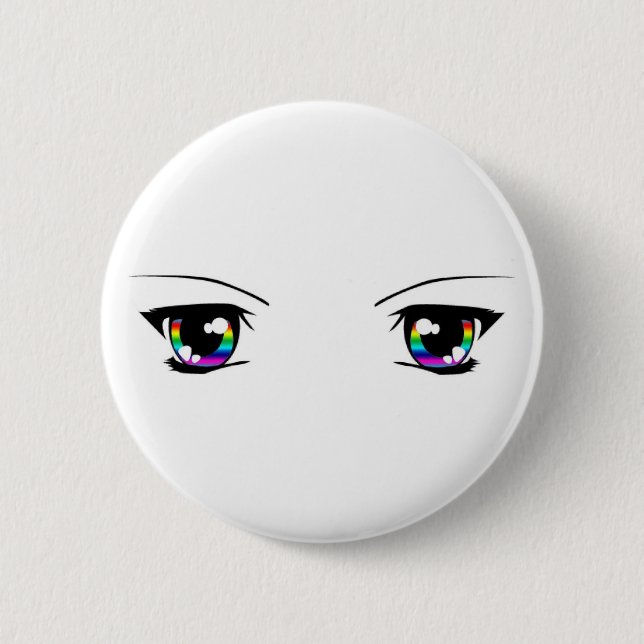 Beautiful Rainbow "anime eyes" badge 2 Inch Round Button (Front)