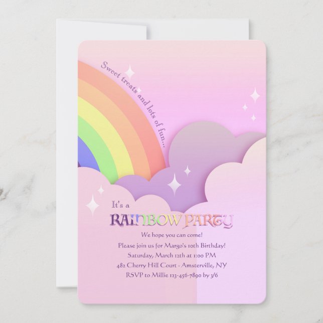 Beautiful Rainbow Birthday Party Invitation (Front)