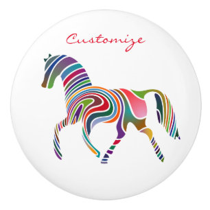Beautiful Rainbow Color Horse Thunder_Cove Ceramic Knob