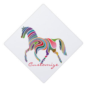 Beautiful Rainbow Color Horse Thunder_Cove Graduation Cap Topper
