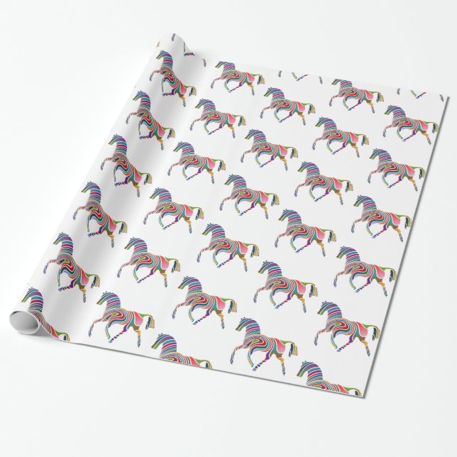 Beautiful Rainbow Color Horse Thunder_Cove Wrapping Paper (Unrolled)