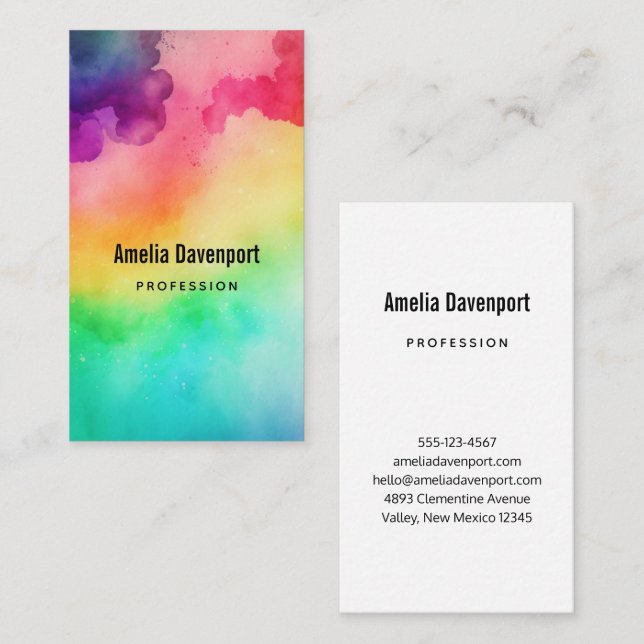 Beautiful Rainbow Colours Abstract Design Business Card (Front/Back)