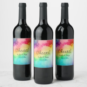 Beautiful Rainbow Colours Abstract Design - Cheers Wine Label