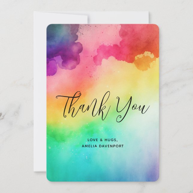 Beautiful Rainbow Colours Abstract Design Thank You Card (Front)