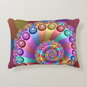 Beautiful Rainbow Colours Abstract Fractal Art Accent Pillow