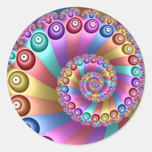 Beautiful Rainbow Colours Abstract Fractal Art Classic Round Sticker