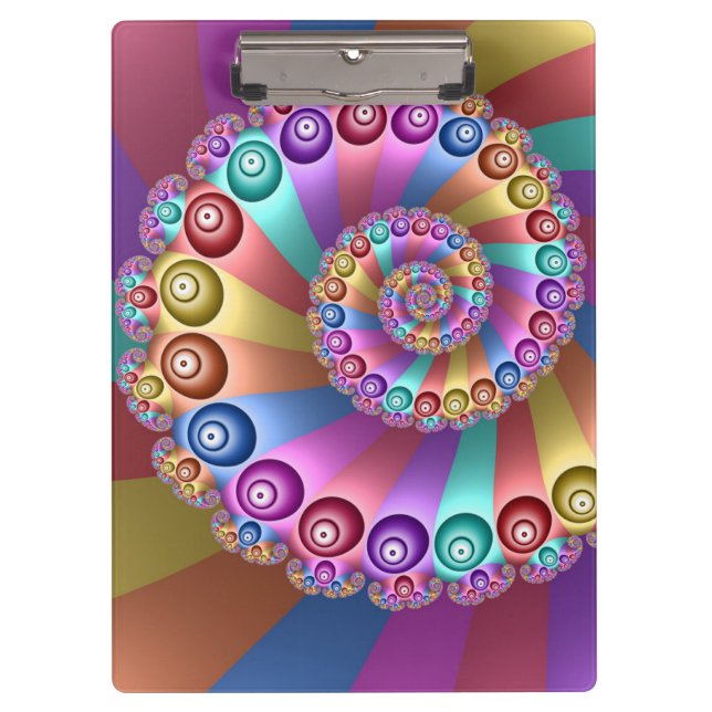 Beautiful Rainbow Colours Abstract Fractal Art Clipboard (Front)