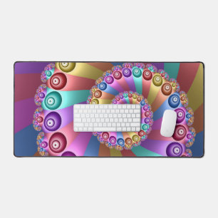 Beautiful Rainbow Colours Abstract Fractal Art Desk Mat
