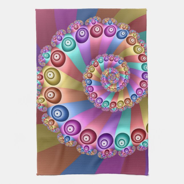 Beautiful Rainbow Colours Abstract Fractal Art Kitchen Towel (Vertical)