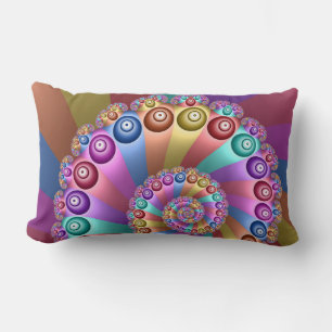 Beautiful Rainbow Colours Abstract Fractal Art Lumbar Pillow