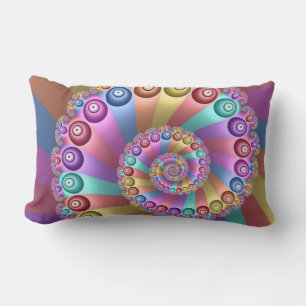 Beautiful Rainbow Colours Abstract Fractal Art Lumbar Pillow