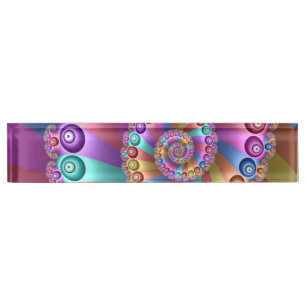 Beautiful Rainbow Colours Abstract Fractal Art Nameplate