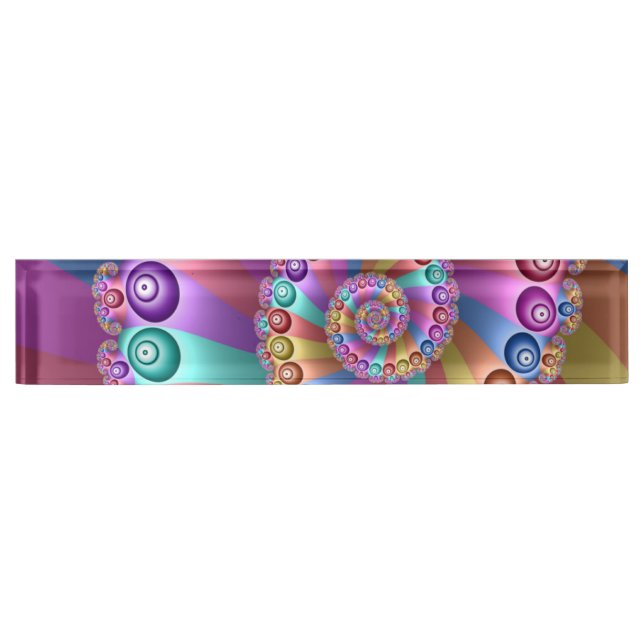 Beautiful Rainbow Colours Abstract Fractal Art Nameplate (Front)