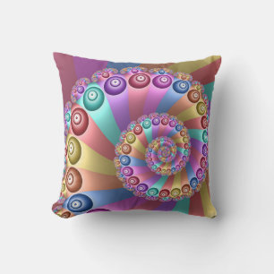 Beautiful Rainbow Colours Abstract Fractal Art Outdoor Pillow