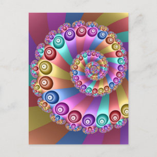 Beautiful Rainbow Colours Abstract Fractal Art Postcard