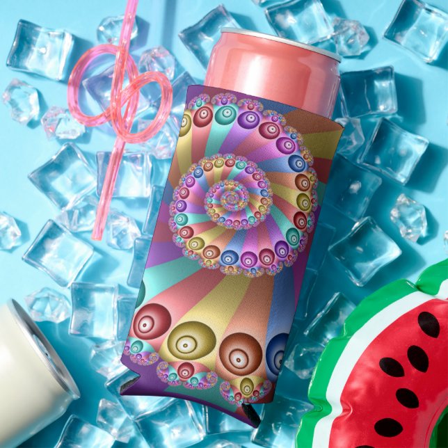 Beautiful Rainbow Colours Abstract Fractal Art Seltzer Can Cooler (In Situ Summer)