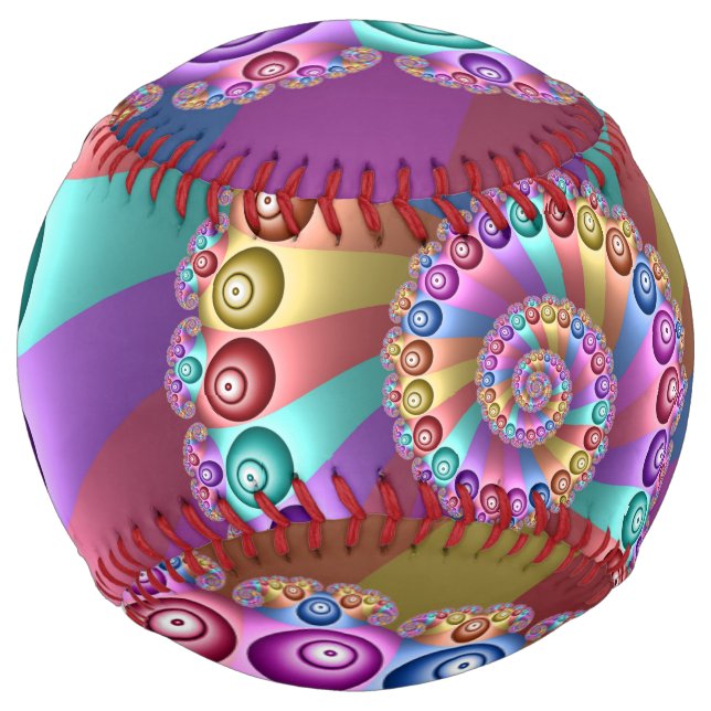 Beautiful Rainbow Colours Abstract Fractal Art Softball (Back)