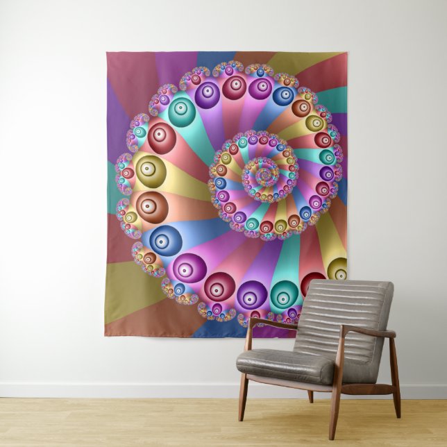 Beautiful Rainbow Colours Abstract Fractal Art Tapestry (In Situ)