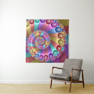 Beautiful Rainbow Colours Abstract Fractal Art Tapestry