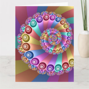 Beautiful Rainbow Colours Abstract Fractal Art Thank You Card