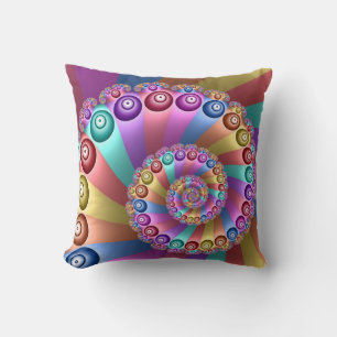 Beautiful Rainbow Colours Abstract Fractal Art Throw Pillow