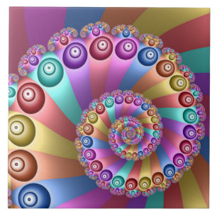 Beautiful Rainbow Colours Abstract Fractal Art Tile