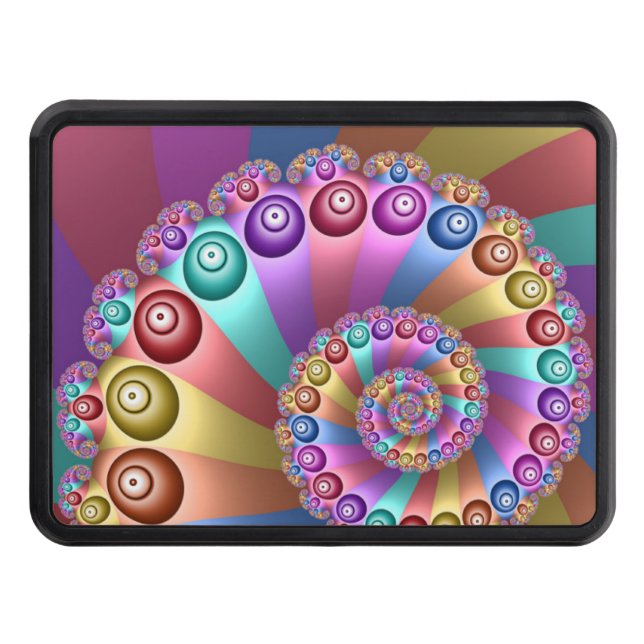 Beautiful Rainbow Colours Abstract Fractal Art Trailer Hitch Cover (Front)