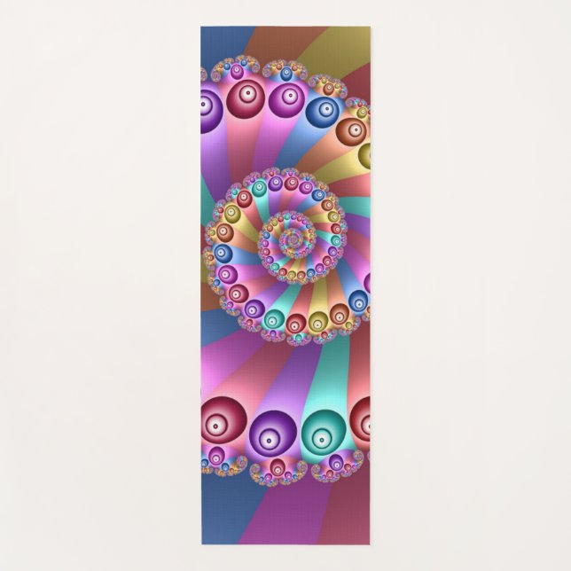 Beautiful Rainbow Colours Abstract Fractal Art Yoga Mat (Front)