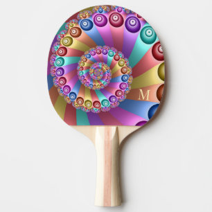Beautiful Rainbow Colours Abstract Fractal Monogra Ping Pong Paddle