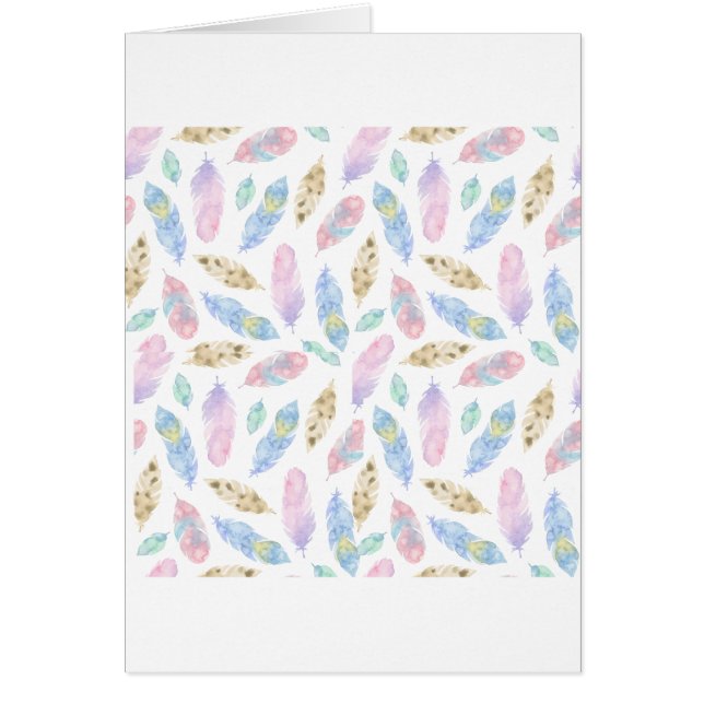 Beautiful rainbow feathers watercolour pattern (Front)