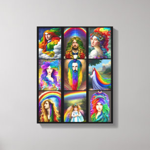 Beautiful Rainbow Hair People portraits fantasy Canvas Print