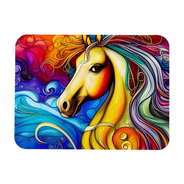 Beautiful Rainbow Horse Portrait   Magnet (Horizontal)