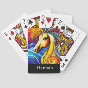 Beautiful Rainbow Horse Portrait Playing Cards