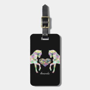Beautiful Rainbow Horses and Heart Luggage Tag