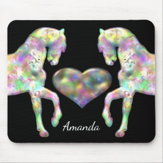 Beautiful Rainbow Horses and Heart Mouse Pad