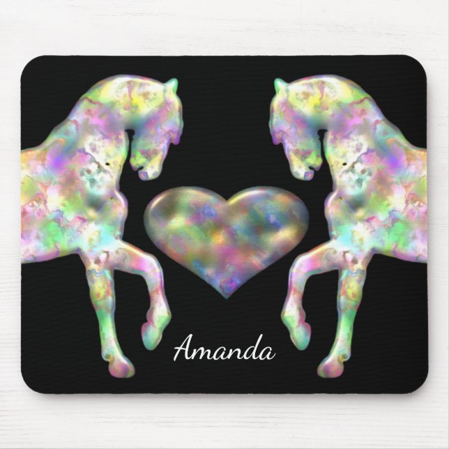 Beautiful Rainbow Horses and Heart Mouse Pad (Front)
