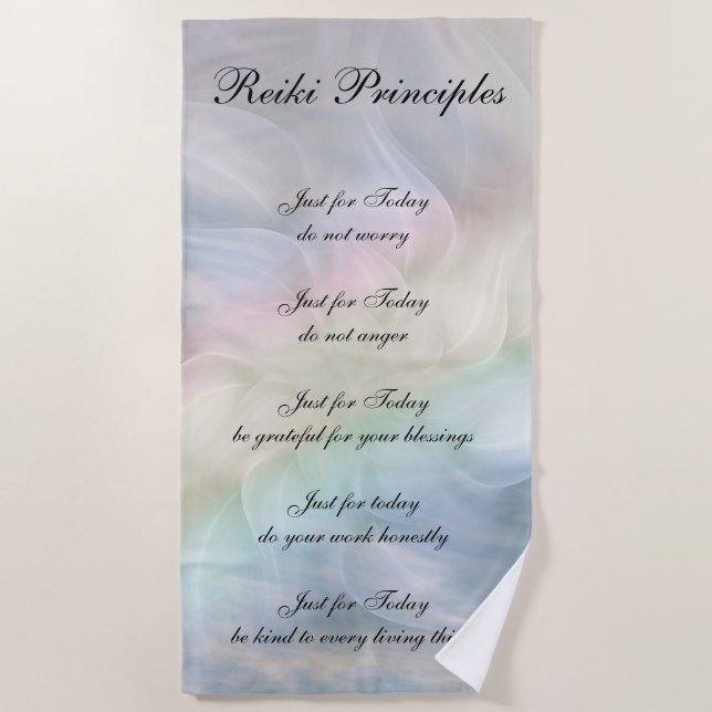 Beautiful Rainbow Mandala Reiki Principles Beach Towel (Front)