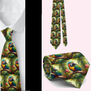 Beautiful Rainbow Parrots Necktie