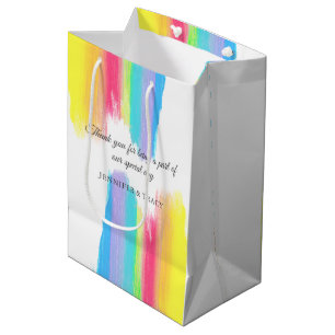 Beautiful Rainbow Personalized LGBTQ Wedding Medium Gift Bag