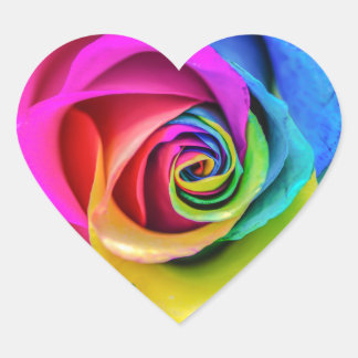 Beautiful Rainbow Rose Flower Heart Sticker